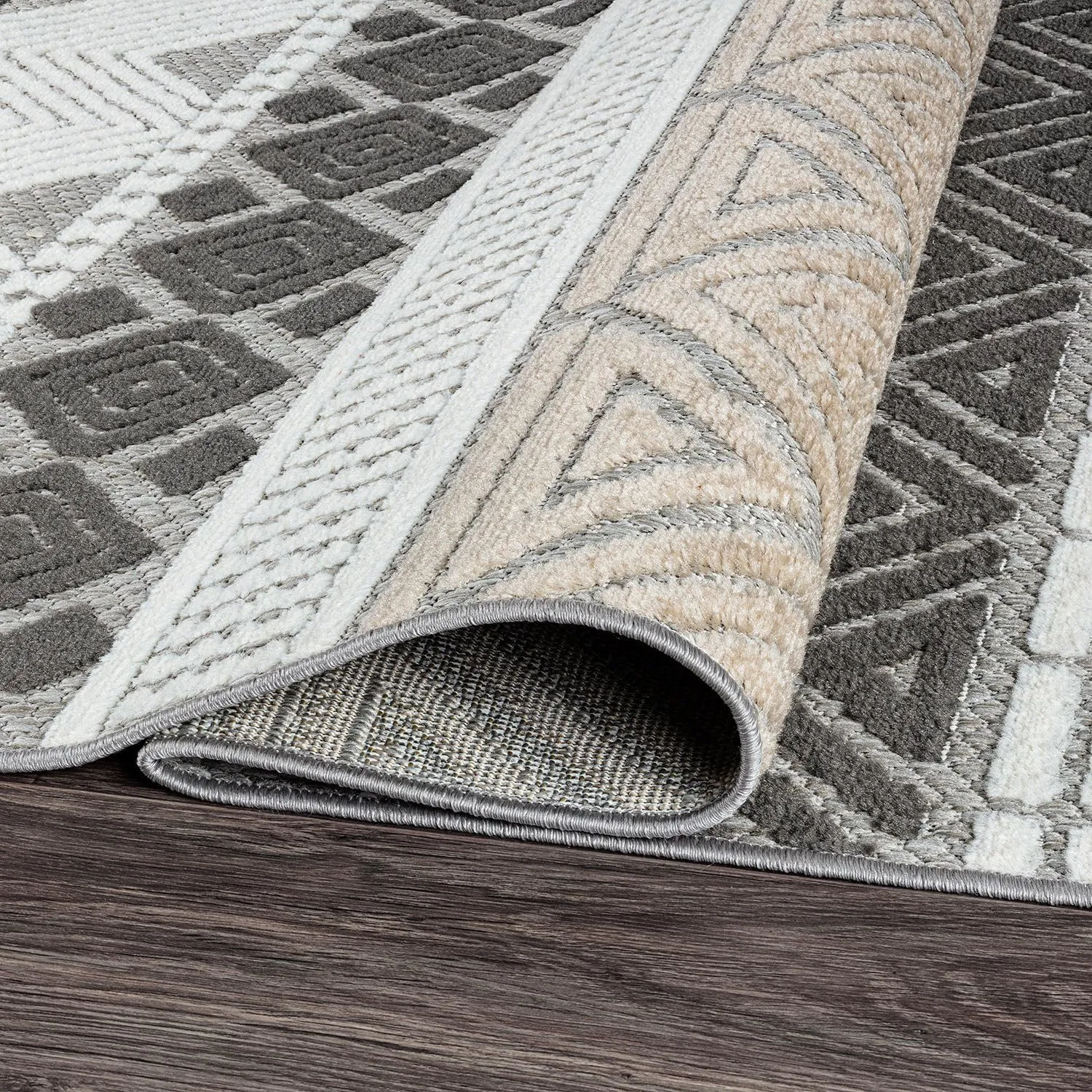 Rugshop Marbella Contemporary Boho Non-Shedding Easy Cleaning Patio Deck Backyard Indoor/Outdoor Area Rug 2' X 3' Gray