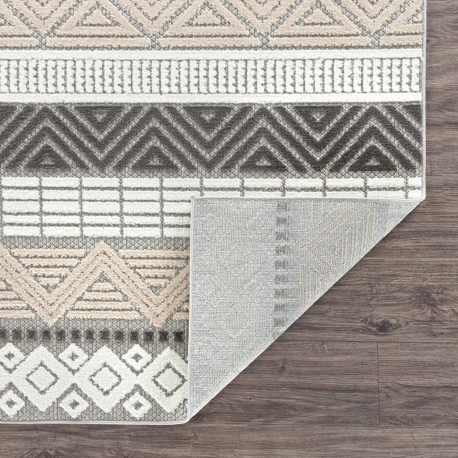 Rugshop Marbella Contemporary Boho Non-Shedding Easy Cleaning Patio Deck Backyard Indoor/Outdoor Area Rug 2' X 3' Gray