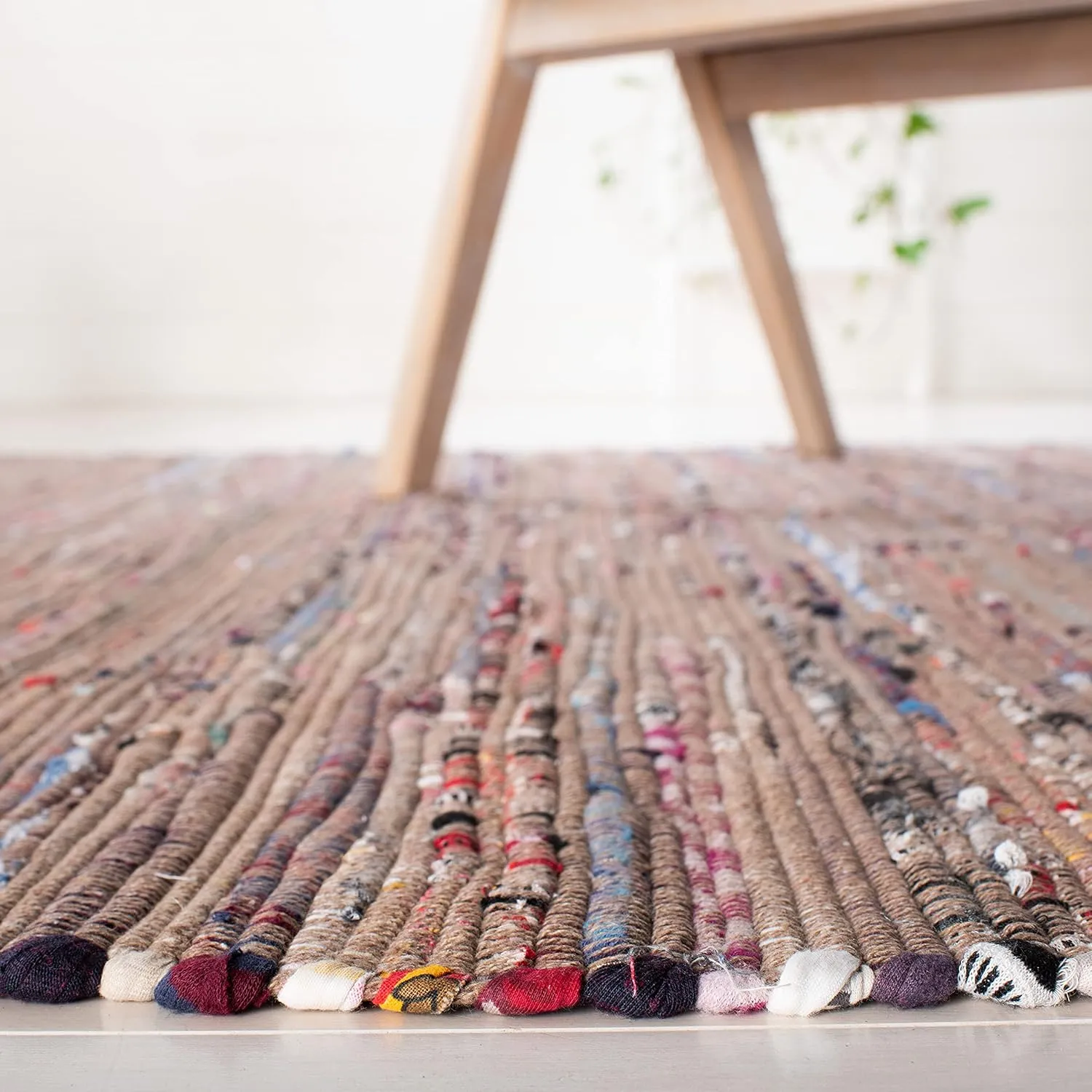 SAFAVIEH Rag Rug Collection Area Rug - 8' x 10', Rust & Multi, Handmade Boho Stripe Cotton, Ideal for High Traffic Areas in Living Room, Bedroom (RAR121E)