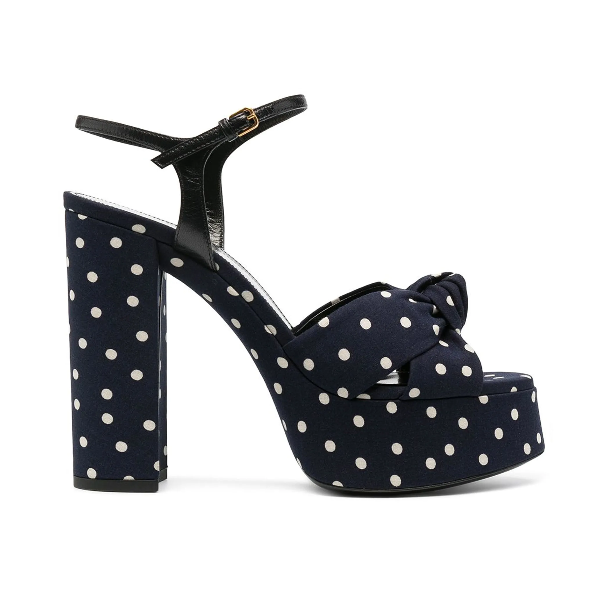 SAINT LAURENT Bianca Polka-Dot Sandals with 13 cm Heel