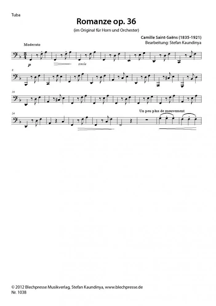 Saint-Saëns - Romance for Solo Horn - Brass Quintet