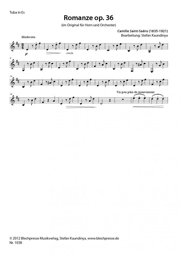 Saint-Saëns - Romance for Solo Horn - Brass Quintet