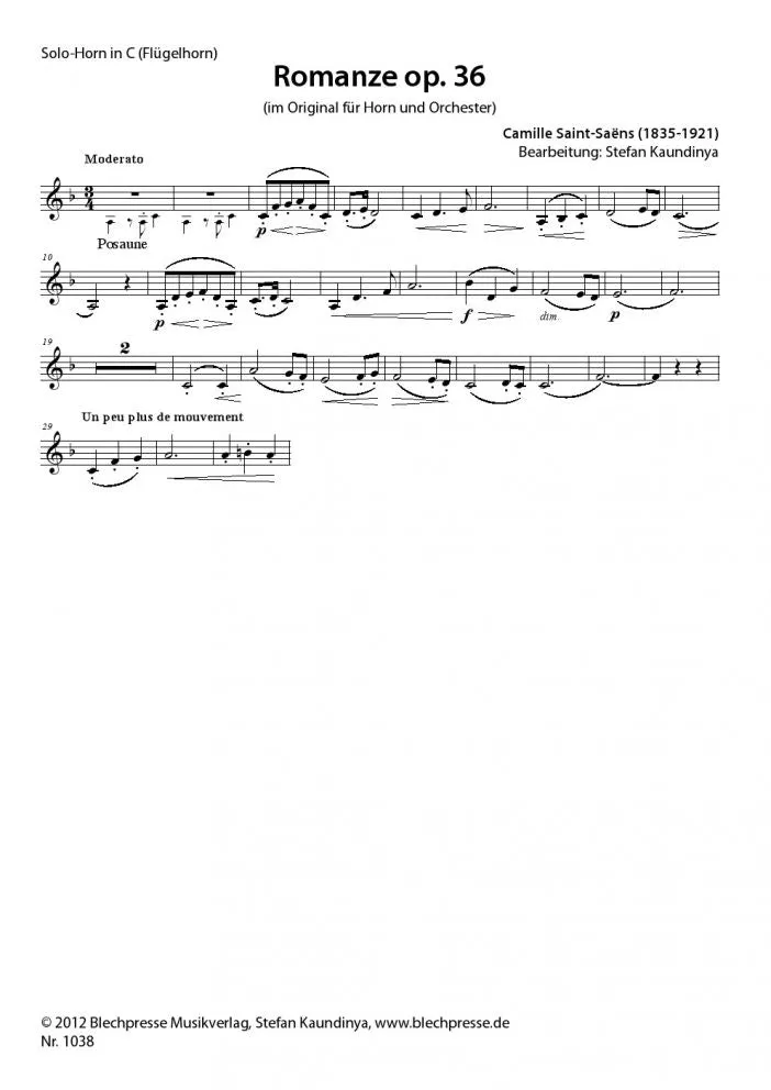 Saint-Saëns - Romance for Solo Horn - Brass Quintet