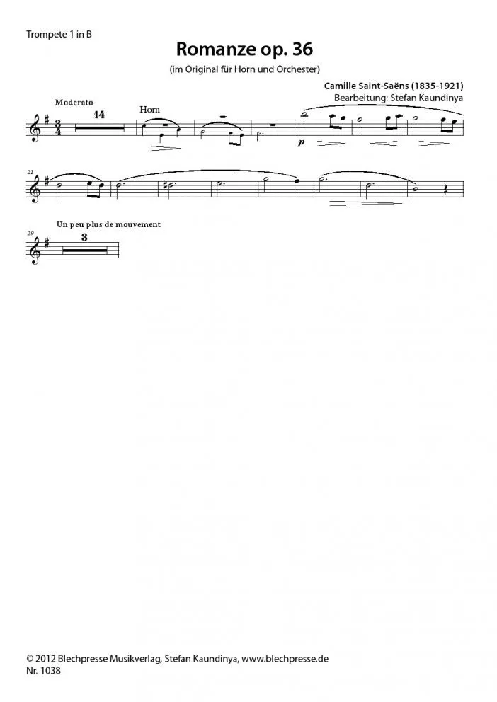 Saint-Saëns - Romance for Solo Horn - Brass Quintet