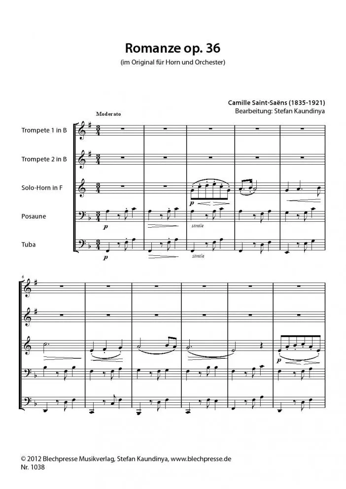 Saint-Saëns - Romance for Solo Horn - Brass Quintet