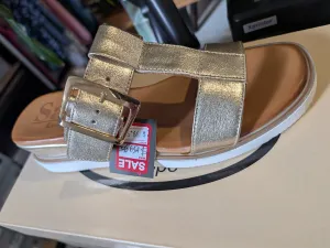 Sala Womens Web Wedge Slide - Gold