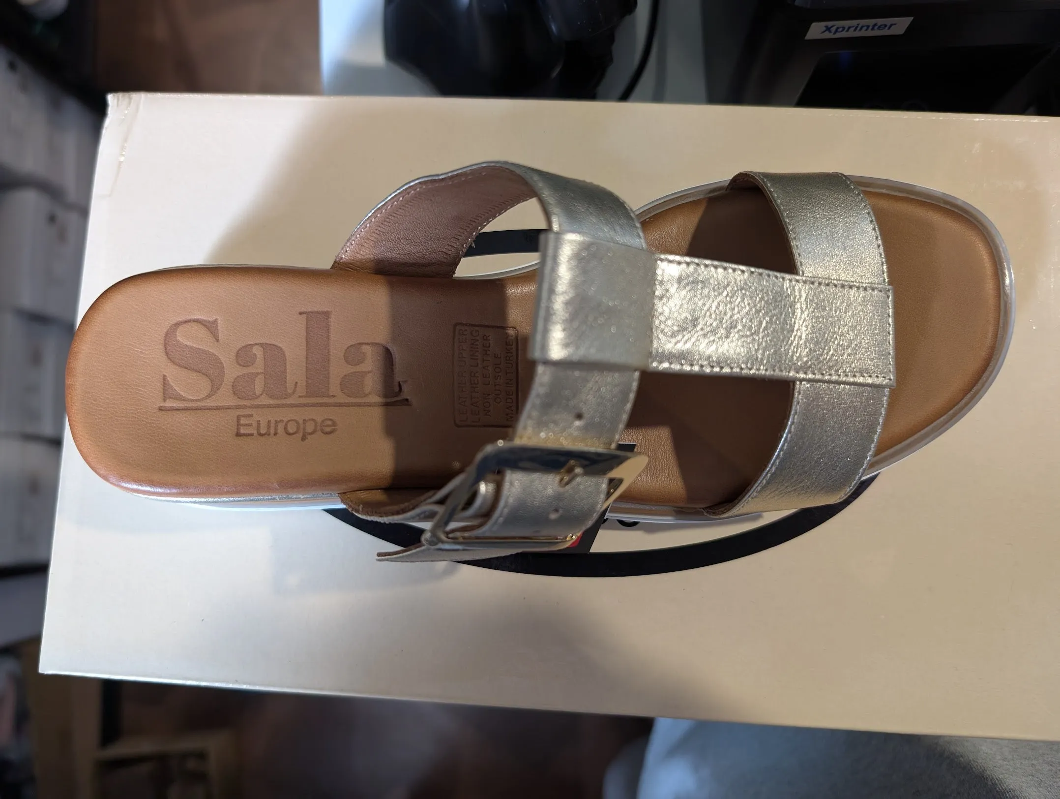 Sala Womens Web Wedge Slide - Gold