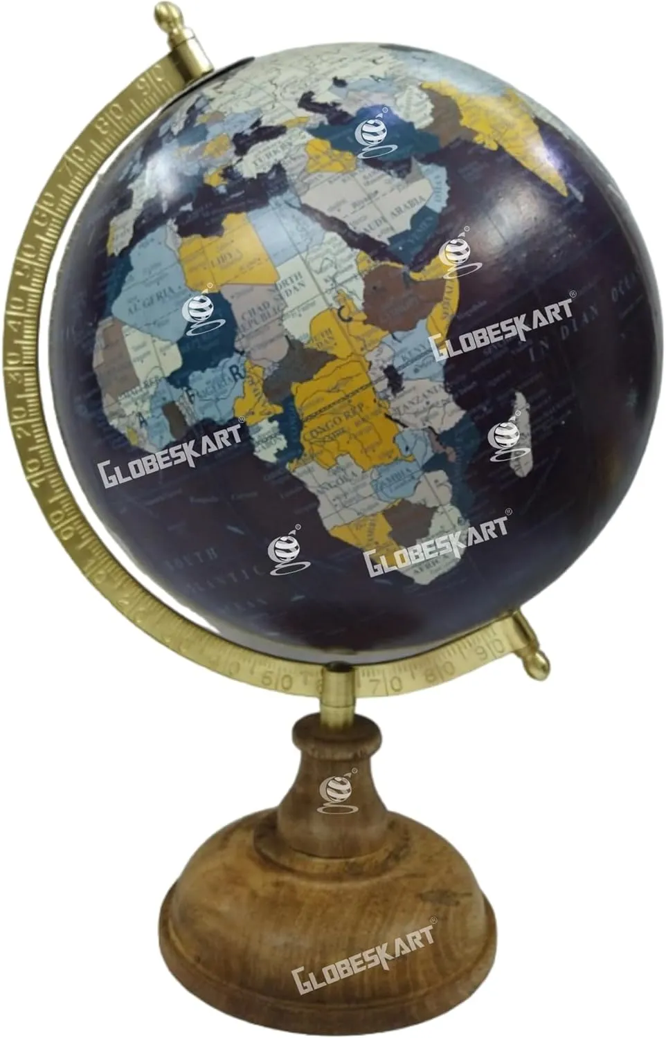 Samyuktha Educational/Antique Globe with Brass Antique Arc and Wooden Base/World Globe/Home Decor/Office Decor/Gift Item / 8 inches (Midnight Indigo)