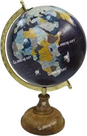 Samyuktha Educational/Antique Globe with Brass Antique Arc and Wooden Base/World Globe/Home Decor/Office Decor/Gift Item / 8 inches (Midnight Indigo)