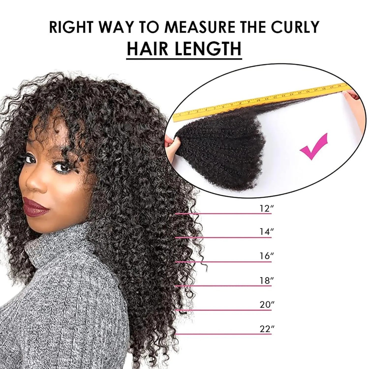 Sassina Real Thick Clip in Human Hair Extensions Kinky Curly Style 3B 3C Natural Color For African Americans Afro Kinky Curly Clip on 7Pcs-lot 120Grams-set, KC 14 Inch