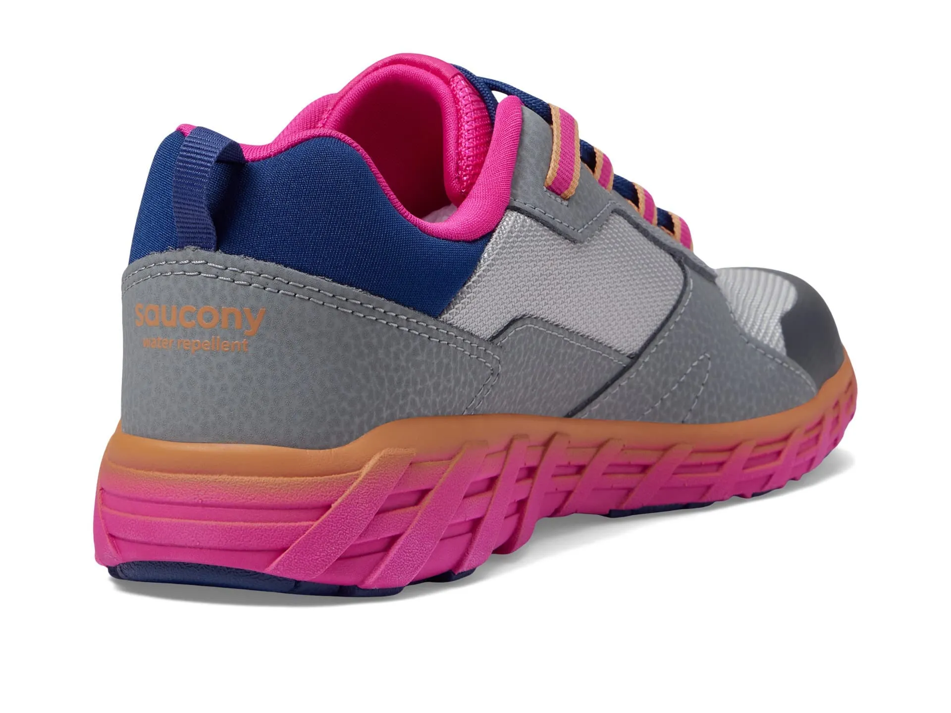 Saucony Wind Shield 2.0 Sneaker, Grey/Pink/Navy, 3 US Unisex Big Kid