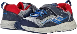 Saucony Wind Shield Alternative Closure Jr. Running Shoe, Navy/Grey/Red, 4 X-Wide US Unisex Little_Kid