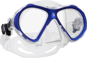 SCUBAPRO Spectra Mini Scuba Mask with Ultra Clear Dual Lens and EZ Equalize Nose Pocket for Small Divers, Clear/Blue