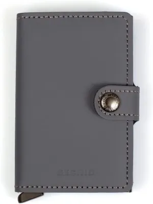 SECRID - Men's Mini wallet Genuine Matte Leather With RFID Safe Card Case for max 12 cards (Grey)