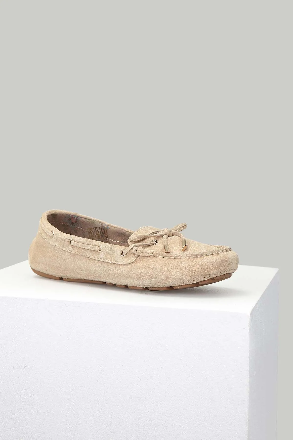Süet Bej Kadın Deri Loafer