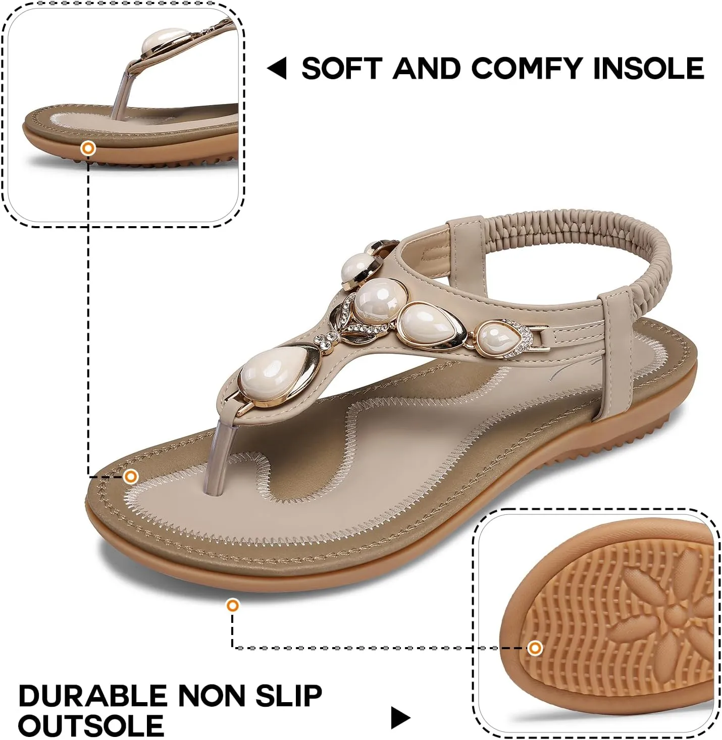 SHIBEVER Flat Sandals for Women Dressy: Summer Comfortable Dress Thong Flats Sandal