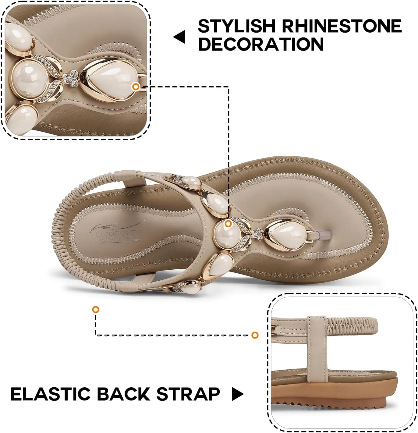 SHIBEVER Flat Sandals for Women Dressy: Summer Comfortable Dress Thong Flats Sandal