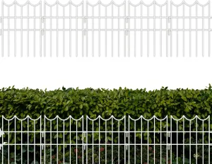 ShopLaLa Garden Fence Border (20 Panels) 12in(L) x 16.5in(H) Rustproof Decorative White Metal Wire Animal Barrier, Edging for Landscape Patio Outdoor Decor, Dog Pet Fences for The Yard No Dig D-H16.5