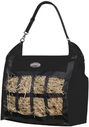 Showman Nylon Slow Feed Hay Tote Bag Heavy Duty Durable Easy to Fill and Carry (Black)