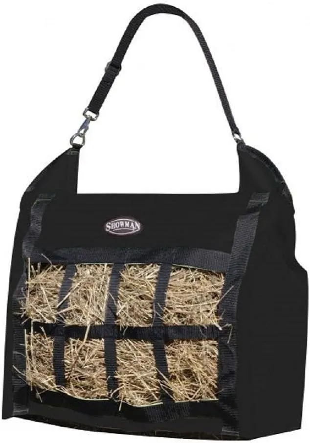 Showman Nylon Slow Feed Hay Tote Bag Heavy Duty Durable Easy to Fill and Carry (Black)
