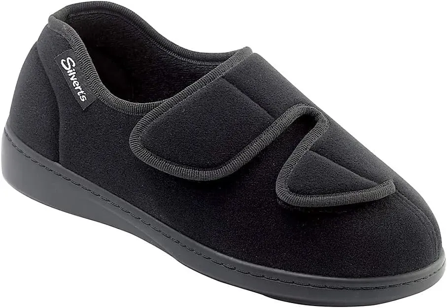 Silverts Disabled Elderly Needs Women’s Stretchable Comfort Hugster Shoes or Slippers for Seniors - Black 6