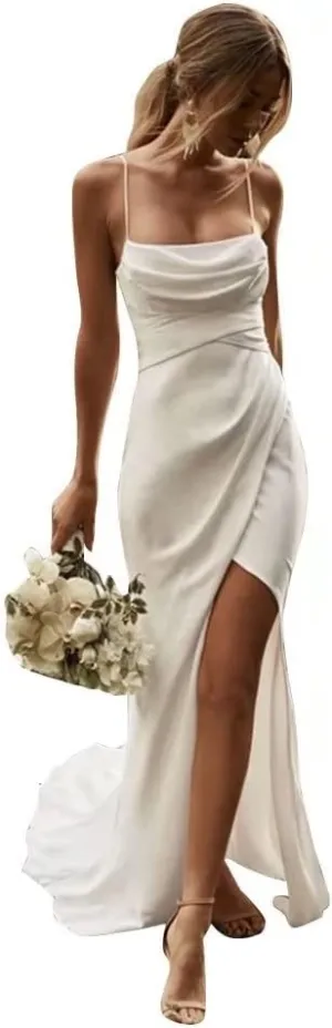 Simple Boho Wedding Dresses for Bride 2024 Mermaid Lace Spaghetti Straps V Neck Beach Bridal Gowns
