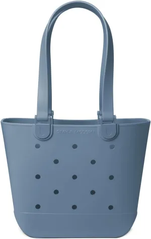 Simple Modern Medium Beach Bag | Waterproof Getaway Rubber Tote with Zipper Pocket for Travel, Pool, Boat, Groceries, Sports | Blue Dune