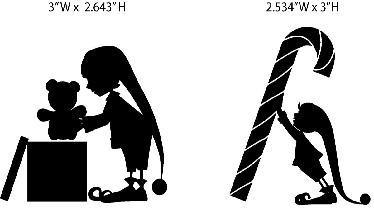 Simple Screen™ Pre-burned Christmas Elves for Screen Printing  & Powder Printing