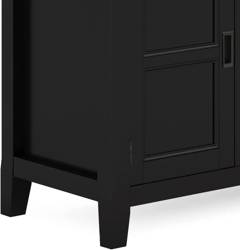SIMPLIHOME Burlington SOLID WOOD 72 Inch Wide Transitional TV Media Stand in Black for TVs up to 80 Inches, For the Living Room and Entertainment Center