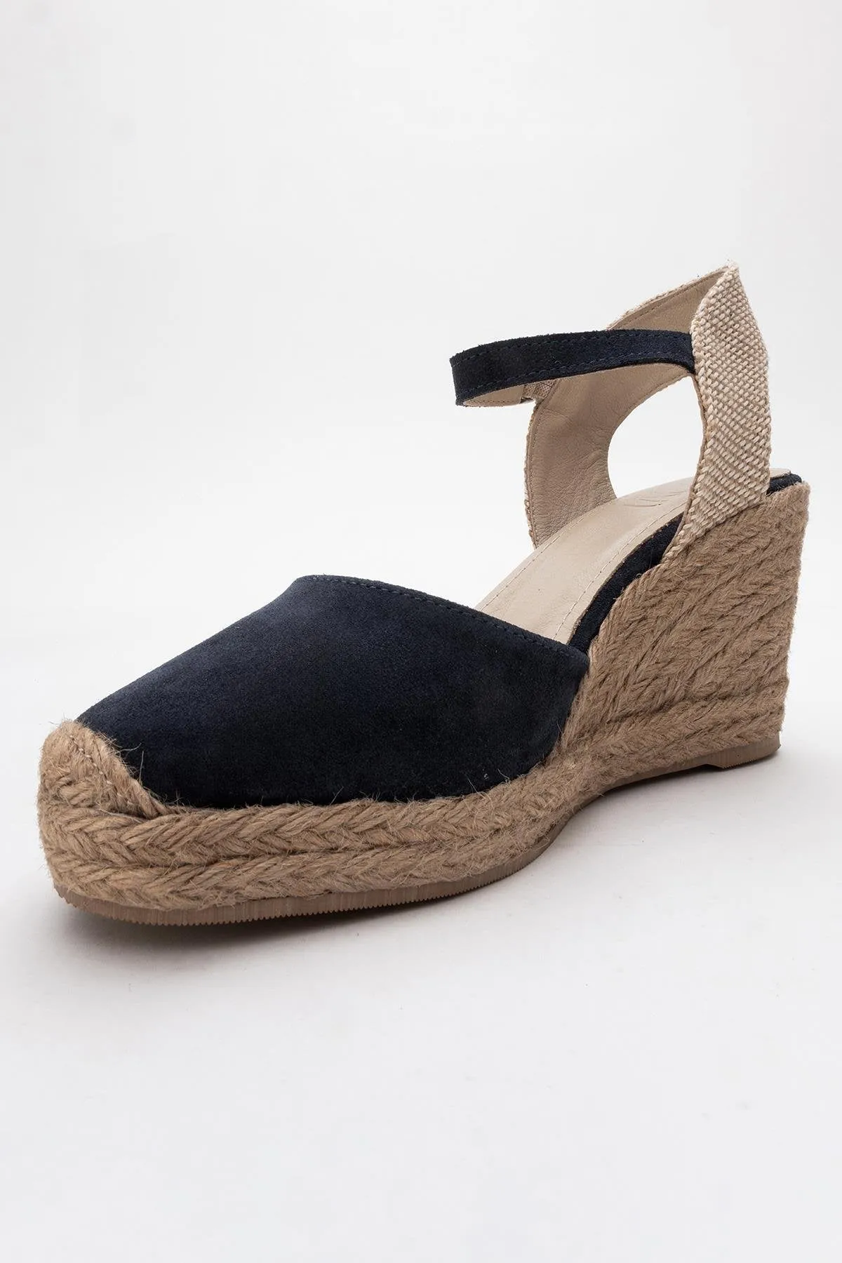 Sinta - Navy Suede Leather Platform Espadrille (Women)
