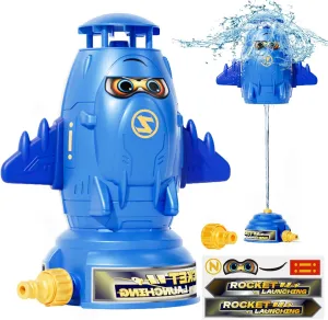 Skirfy Water Rocket Sprinkler for Kids, Outdoor Water Play Toys for Kids Ages 3-5, Rocket Sprinkler Toy Summer Backyard Garden Water Toys for Kids, Birthday Gift for Girls Boys