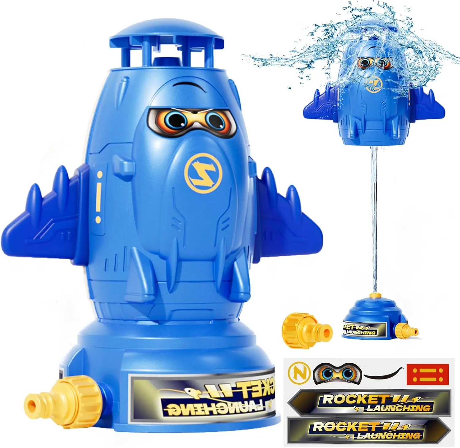 Skirfy Water Rocket Sprinkler for Kids, Outdoor Water Play Toys for Kids Ages 3-5, Rocket Sprinkler Toy Summer Backyard Garden Water Toys for Kids, Birthday Gift for Girls Boys
