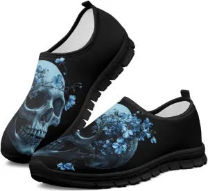 Skull Walking Shoes Casual Tennis Flat Work Loafer Wide Toe Driving Shoe Hiking Sneaker for Women