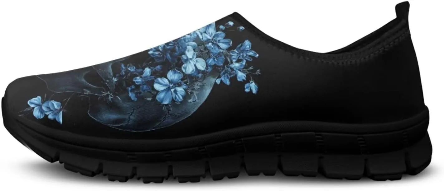 Skull Walking Shoes Casual Tennis Flat Work Loafer Wide Toe Driving Shoe Hiking Sneaker for Women