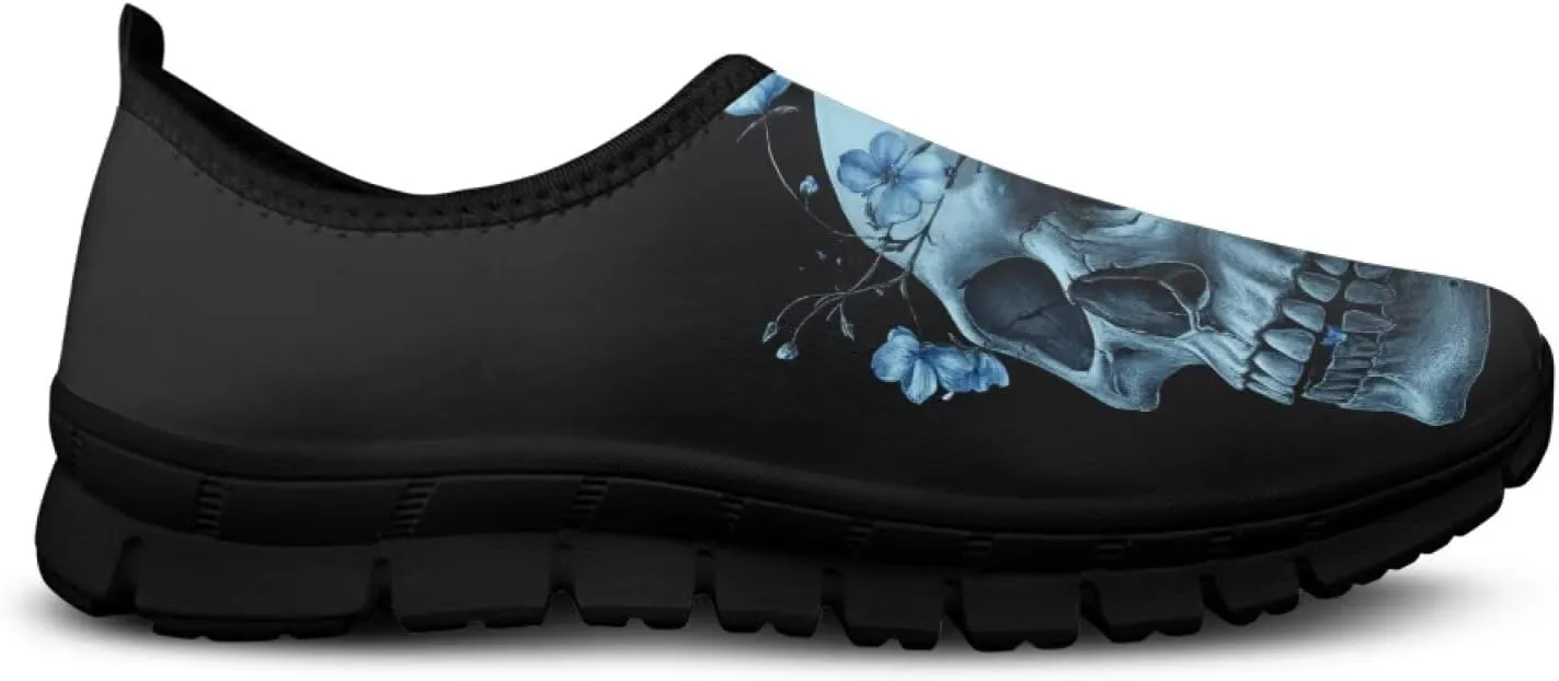 Skull Walking Shoes Casual Tennis Flat Work Loafer Wide Toe Driving Shoe Hiking Sneaker for Women