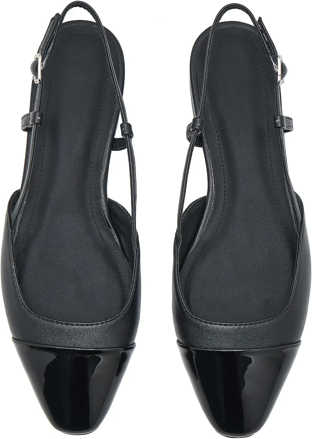 Slingback Flats for Women Cap Toe Two Tone Flat Pumps Work Office Shoes