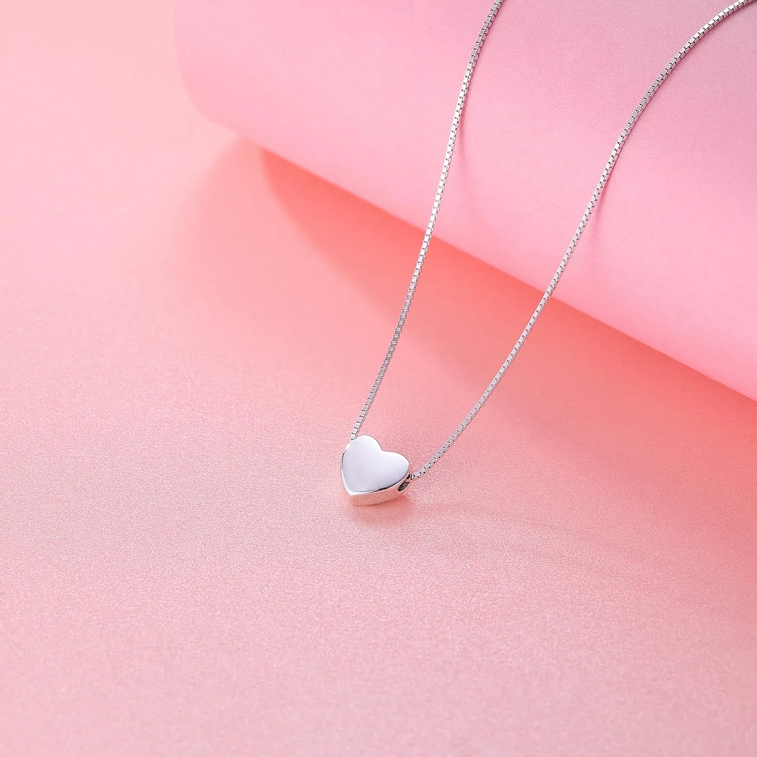 SLUYNZ Genuine 925 Sterling Silver Tiny Love Heart Pendant Necklace for Women Simple Sweet Heart Choker Necklace