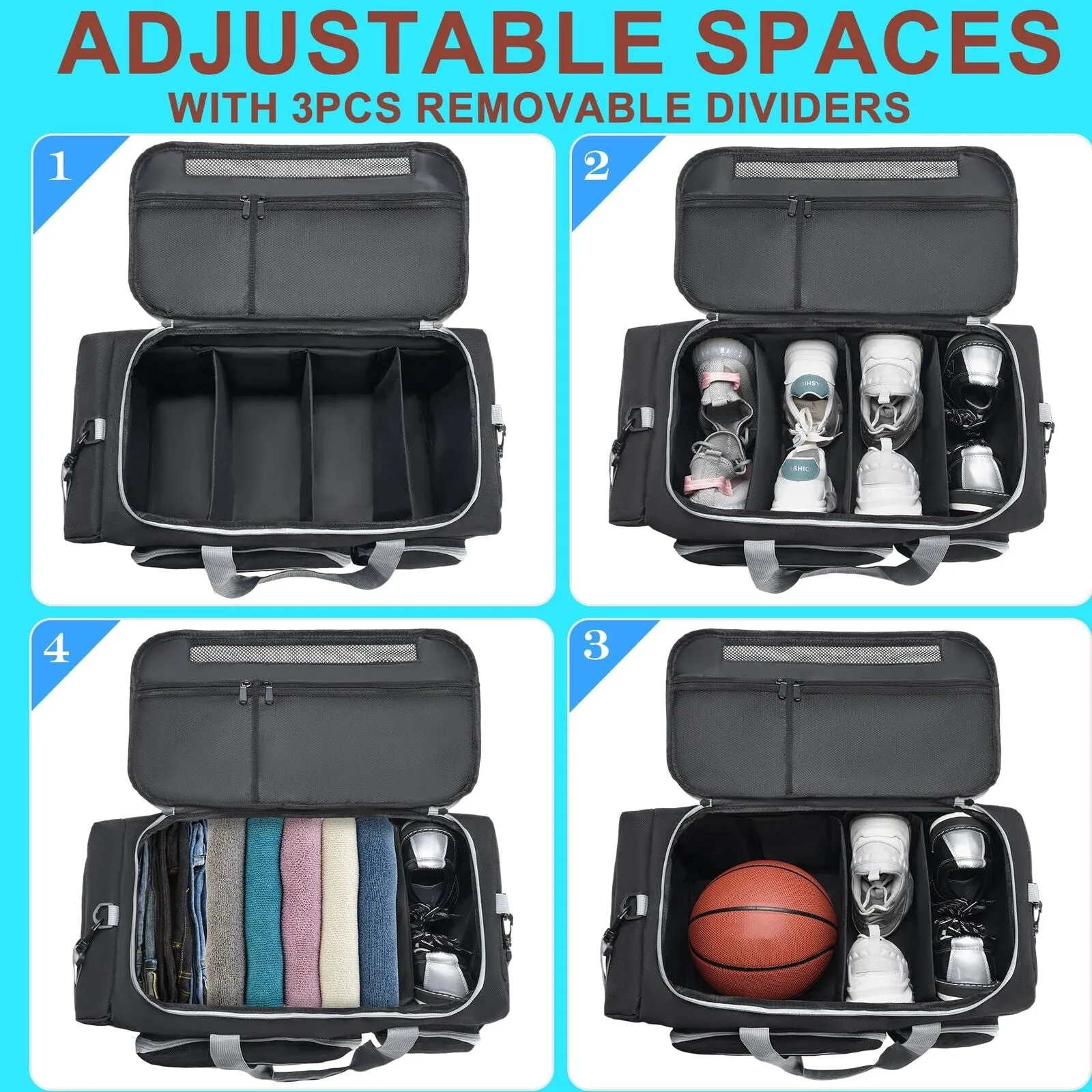 Sneaker Bag Fit 4 Pairs, Large Capacity Sneaker Travel Bag Sneaker Shoe Bag W...