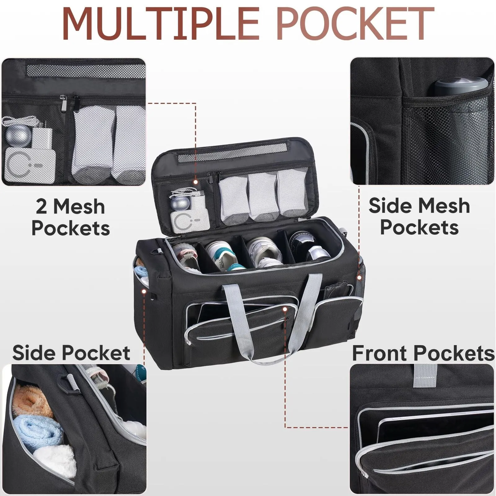 Sneaker Bag Fit 4 Pairs, Large Capacity Sneaker Travel Bag Sneaker Shoe Bag W...