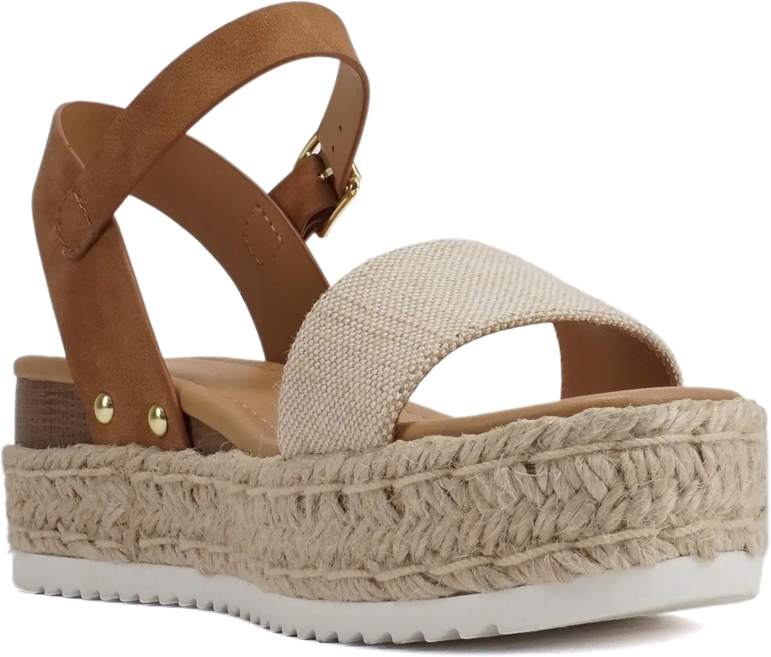 Soda CLIP ~ Women Open Toe Ankle Strap Platform Espadrille Sandal