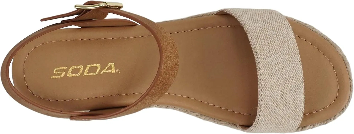 Soda CLIP ~ Women Open Toe Ankle Strap Platform Espadrille Sandal
