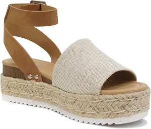 SODA Clip Womens Casual Espadrilles Trim Flatform Studded Wedge
