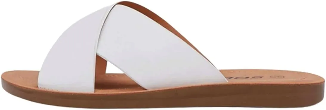 SODA Women's Casual Slip On Sandals White 6.5