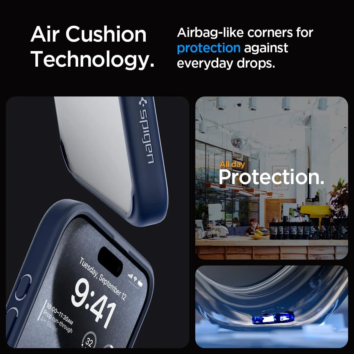 Spigen Ultra Hybrid Designed for iPhone 15 Pro Case (2023) [Anti-Yellowing], [Military-Grade Protection] - Navy Blue