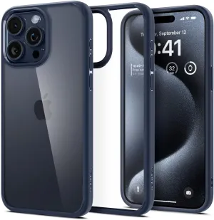 Spigen Ultra Hybrid Designed for iPhone 15 Pro Case (2023) [Anti-Yellowing], [Military-Grade Protection] - Navy Blue