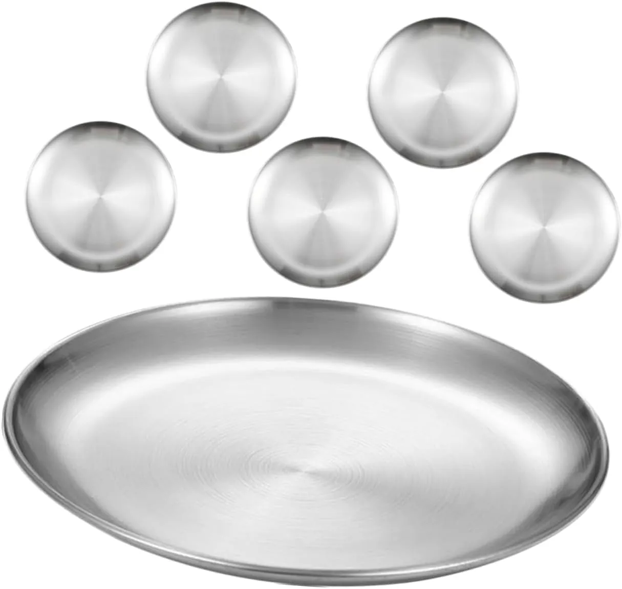 Stainless Steel Plates Pack Round Dinner Plates for Boys and Girls Feeding Camping Bbq Snack Dinner