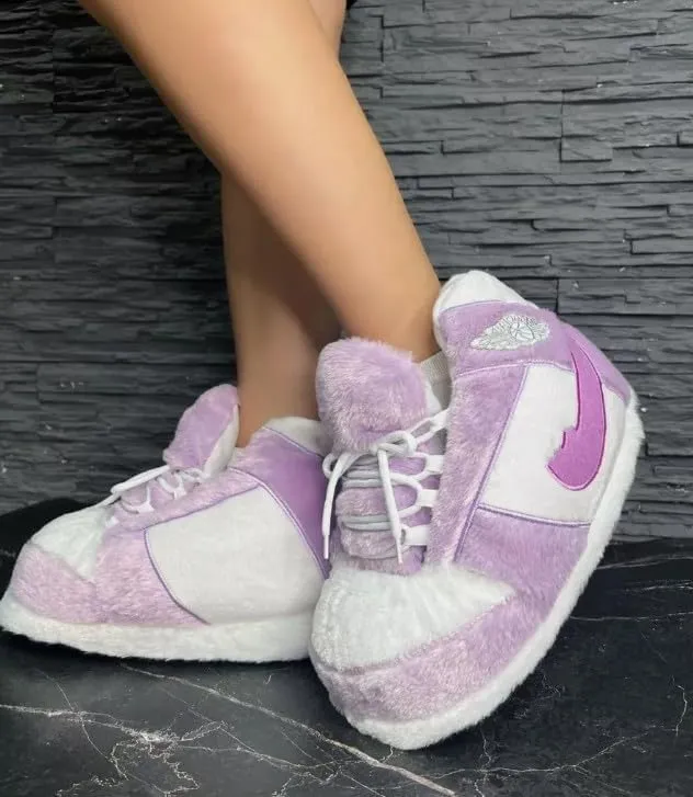 Stardust Gemstones Fluffy Warm Home Shoes for Men and Women Sneaker Slippers Comfy Kicks Winter Warm Plush Slippers Fleece Lined Sneakers Anti-skid Rubber Sole Fluffy Shoes