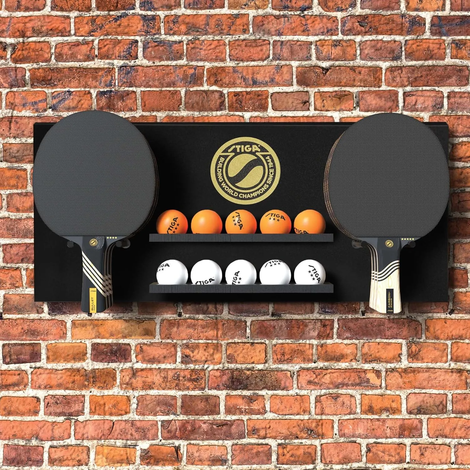 STIGA Ping Pong Storage Wall Rack | Holds Up to 10 Balls and 6 Paddles | Easy Mount for Any Flat Surface