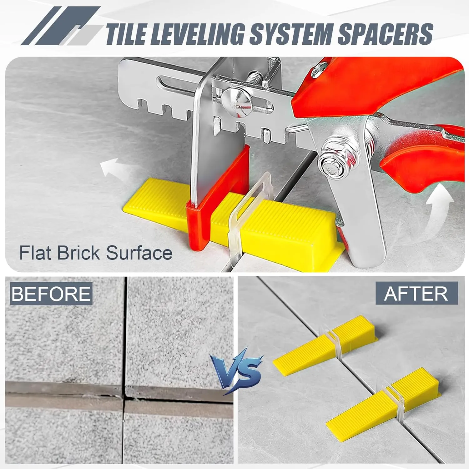 Storystore Tile Leveling System with Hammer - 4500 Piece Tile Leveling Clips 1/8", Tiles Spacers Leveling System DIY for Professional Ceramic Tile and Stone Installation