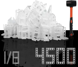 Storystore Tile Leveling System with Hammer - 4500 Piece Tile Leveling Clips 1/8", Tiles Spacers Leveling System DIY for Professional Ceramic Tile and Stone Installation